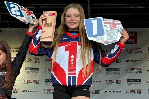 Four Marks BMX rider Betty Wills with her national award