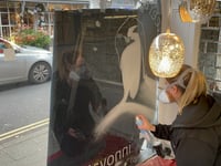 VIDEO: Local artist brings snow to Farnham's town centre shops