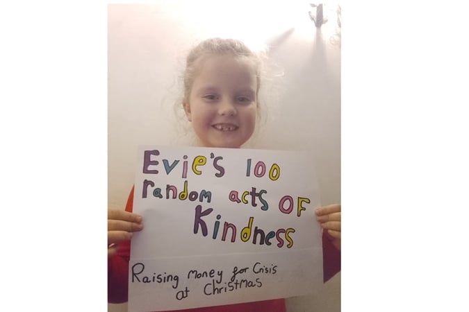Evie's 100 random acts of kindness - Raising money for crisis at Christmas