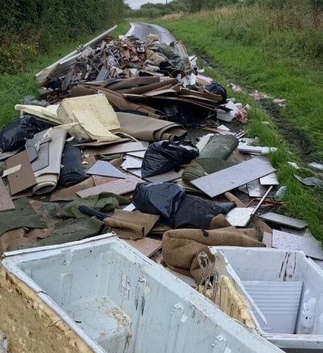 fly-tip on Hinton Manor Lane, Horndean, August 2023