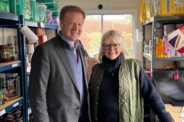 MP Greg Stafford and Liphook Food Bank chair, Glynis Blake