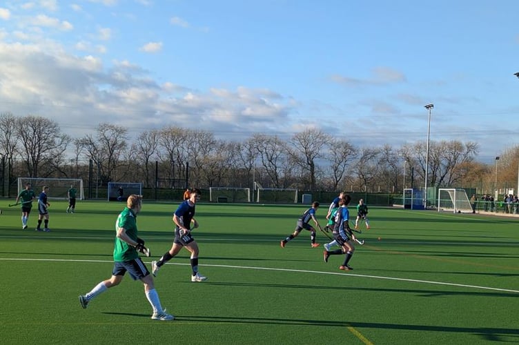 Action from Haslemere Hockey Club's men's second team's 2-1 win at Wimborne