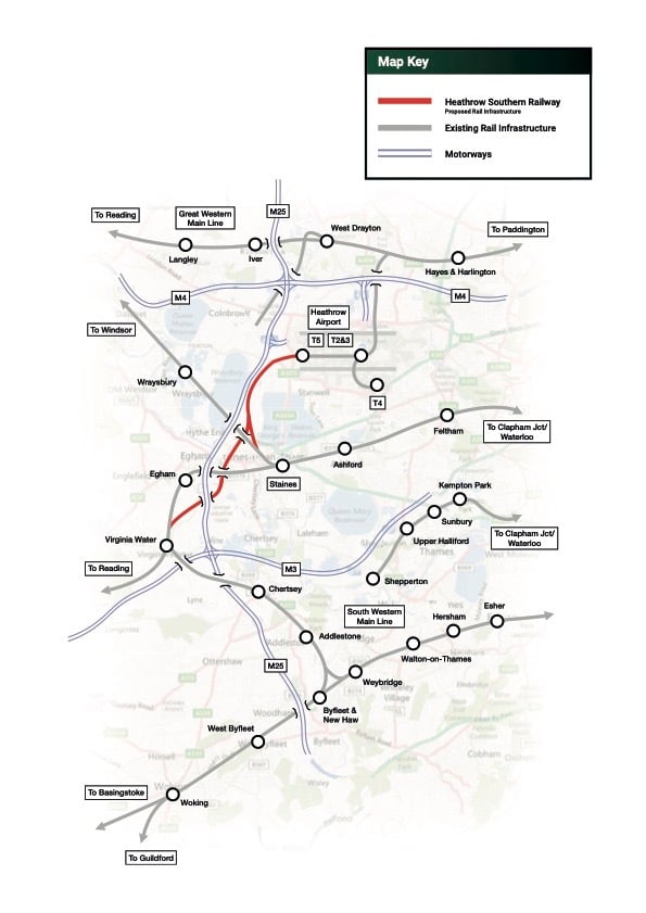 Plans for railway linking Surrey towns to Heathrow airport resurface
