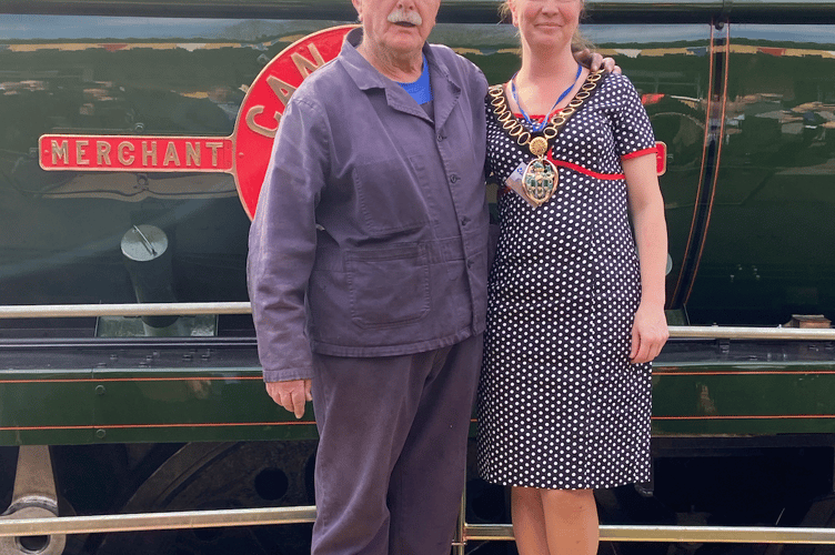 Railwayman and mayor, Alresford station, March 19th 2025.