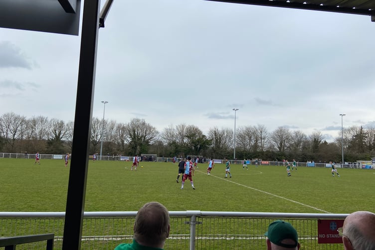 Action from Badshot Lea's Isthmian League South Central Division match against Leatherhead