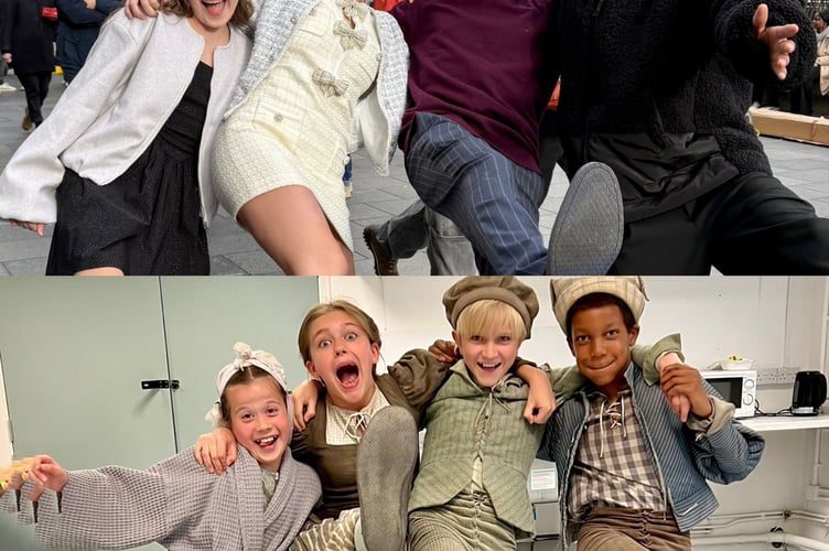 Leo with his fellow village children cast members (then and now)