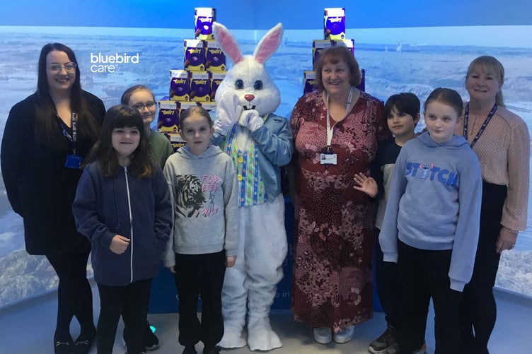 Bluebird Care's Easter Bunny visit to Hollywater School in Bordon, Hampshire. April 2025.