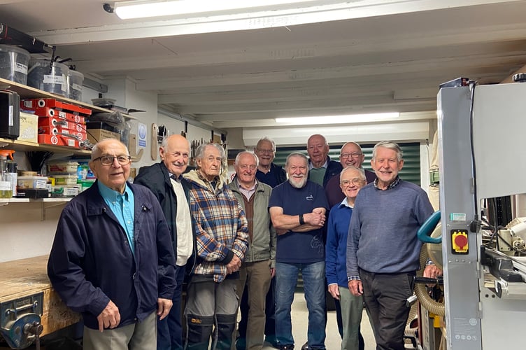 Members in the woodshop space which is a big part of their operation - Liss Men's Shed - April, 2025.