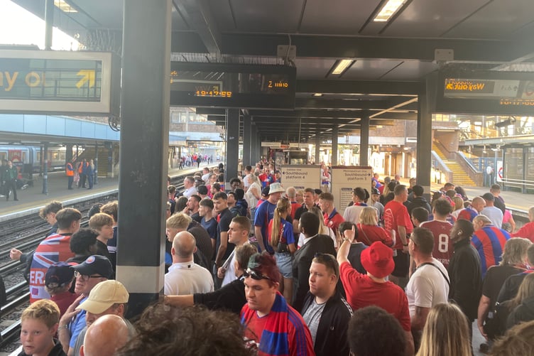 Packed Tube stop at Wembley Park