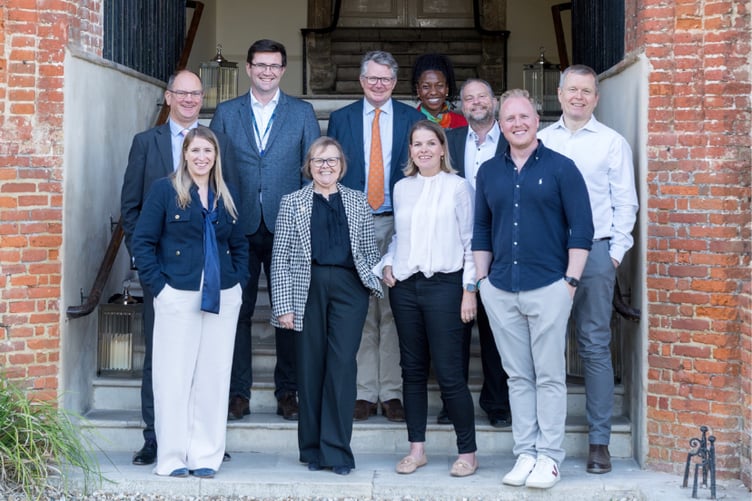 Back row from left, Cllr Tom Hunt, Alexander Goncharuk, Malcolm Glaister, Liana Fricker, Peter Gordon, and Dr Andrew Rogoyski. Front row, Gemma McBride, Cllr Liz Townsend, Juliet Jones, Russ Avery at the Waverley and Guildford Business Q&A at Farnham Castle.