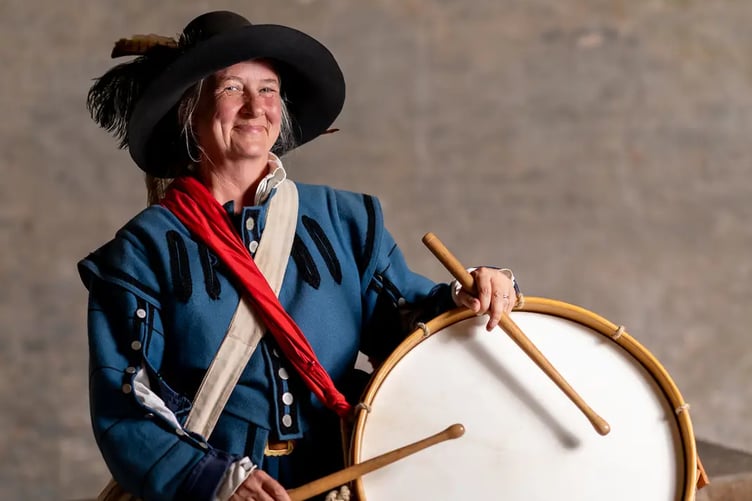 English Civil War re-enactor Drum Major Alice Hanscomb of the Lord Hopton's Regiment.