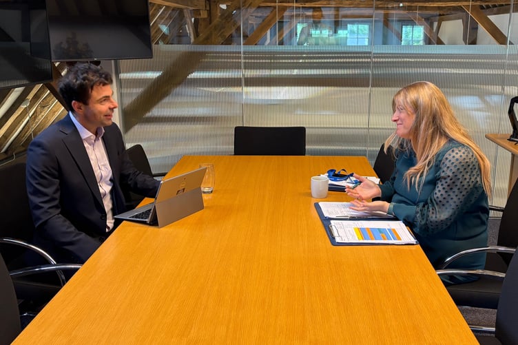 Leader of Whitehill Town Council Andy Tree meeting with Hampshire PCC Donna Jones