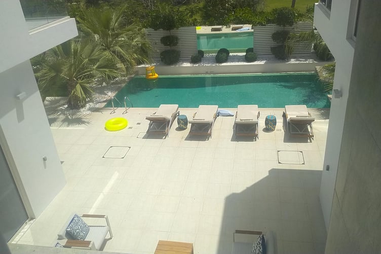 The view from James Harding's luxury apartment in Dubai.