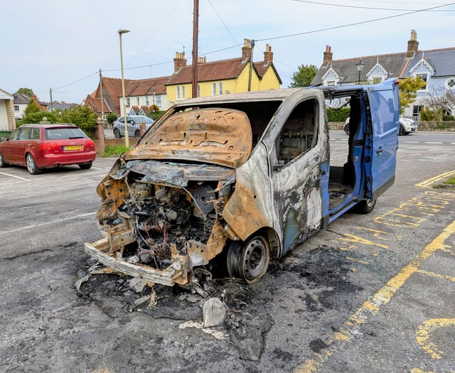Van severely damaged following blaze in Liss car park