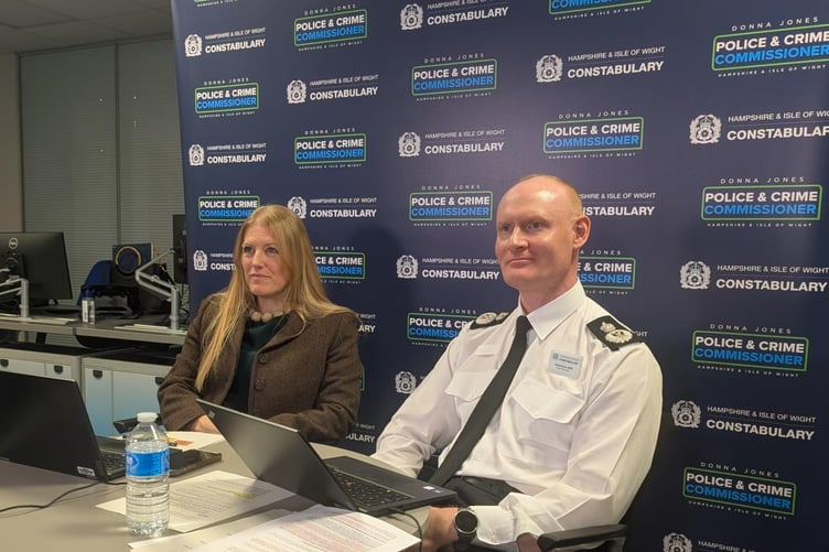 Hampshire Police and Crime Commissioner Donna Jones with Chief Constable Alexis Boon during their online COPS session.
