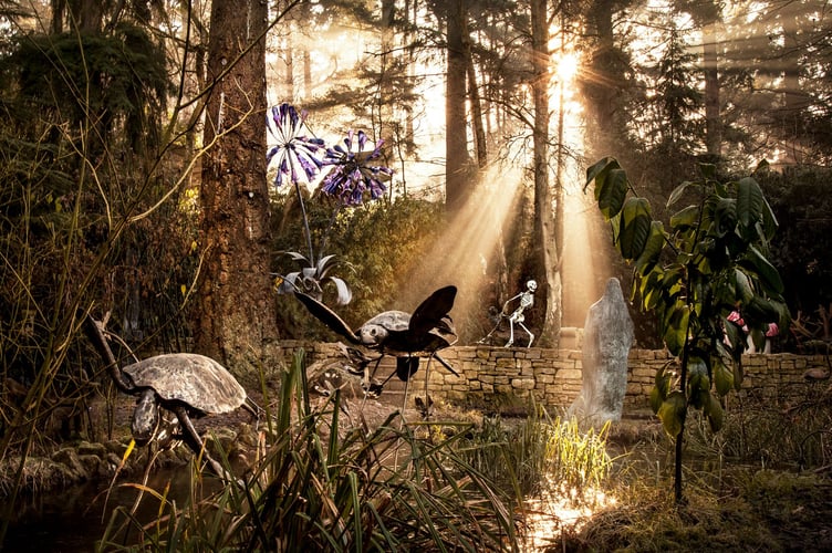 Turtles in the morning sun, The Sculpture Park, Churt, Surrey