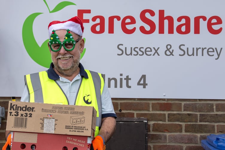 FareShare Sussex & Surrey volunteers at work as the charity calls for donations to its Hunger Doesn’t Stop for Christmas appeal