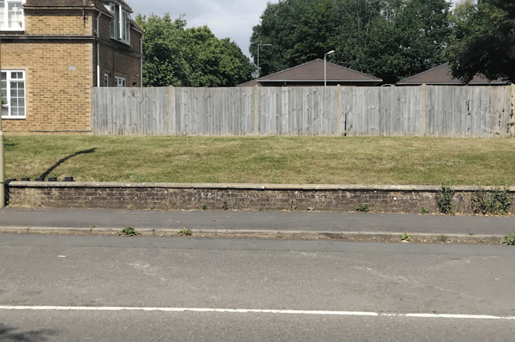 Site of proposed memorial to Treloar's infected blood scandal victims, London Road, Holybourne, November 2025. 