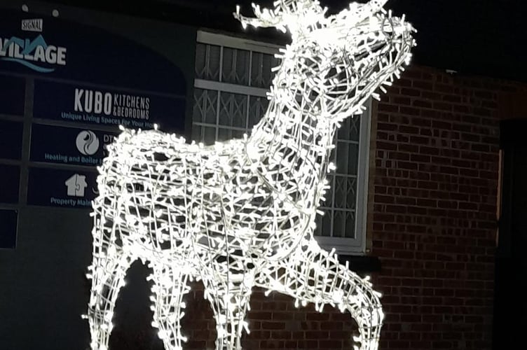 Christmas lights in Bordon town centre.
