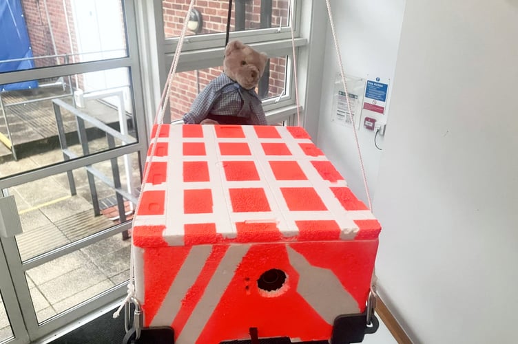 Balloon payload. Bradfield Bear was launched into space by students of Walhampton School in Hampshire's New Forest. // A school is desperately searching for the mascot bear that it launched into space on camera in a school project. Students at Walhampton School in Hampshire's New Forest teamed up with Southampton University to send their respective mascots into the 27km high into the sky for a science project. The mission was a roaring success, as schoolkids watched on amazed as Bradfield Bear soared above the clouds. However, Bradfield - along with the University of Southampton mascot Bill the Badger - encountered more turbulence than they'd bargained for. Both fell back down to Earth miles away from where they set off, and are still yet to be found. Walhampton School is now appealing for help in finding Bradfield and returning him to the school to recount his journey.