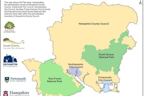 The Hampshire Minerals and Waste Plan administrative areas