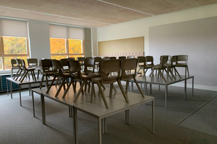An empty classroom at Hounsome Fields Primary School.