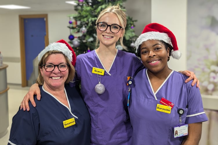 Staff at Frimley Health working during Christmas Day.