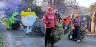 Villagers get running down that hill in Ewshot Christmas Tree Run