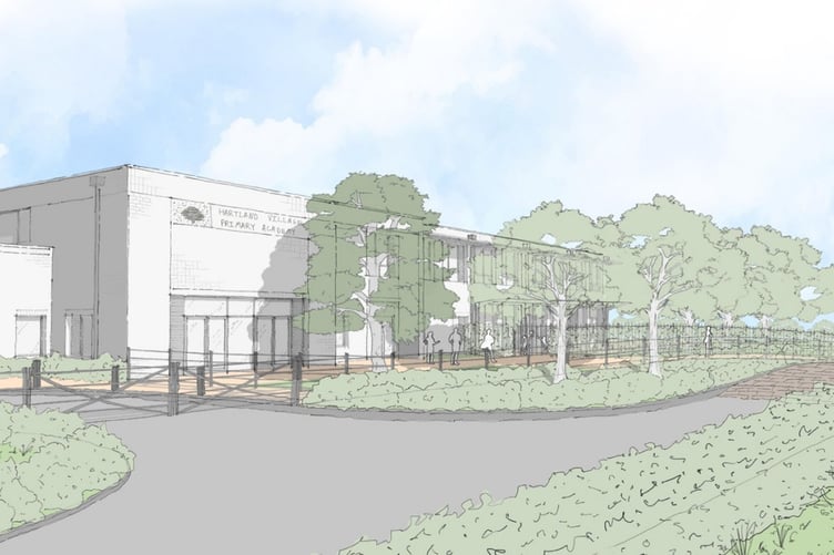 An artists' impression of the new Hartland Village Primary School.