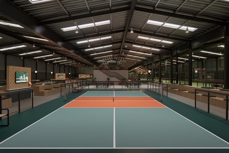 A CGI of the new Hurlands Pickleball and Padel Club in Farnham