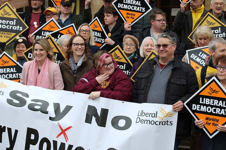 Alison Bennett at a local protest against election delays. Credit: Lib Dems / Alison Bennett
