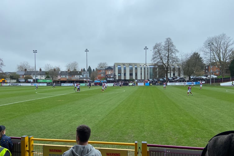 Action from Farnham Town's Southern League Premier South against Hanwell Town