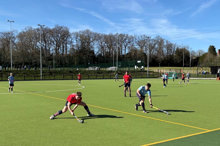 Aldershot & Farnham's James Huggins in action against Petersfield