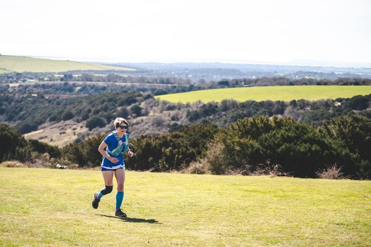 Philomel Bennett at the Winters End Marathon along the South Downs Way