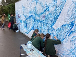 Pupils create mural to celebrate centenary of television legend