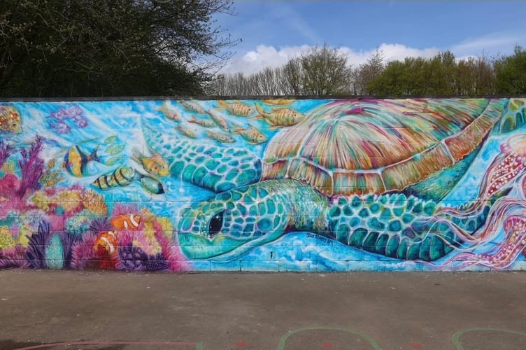 Turtle mural, Anstey Junior School, Alton, May 2026.