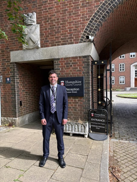 Whitehill and Bordon councillor Andy Tree outside Hampshire County Council headquarters in Winchester.