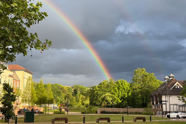 Rainbow over Brightwells in Farnham, May 20th 2026.