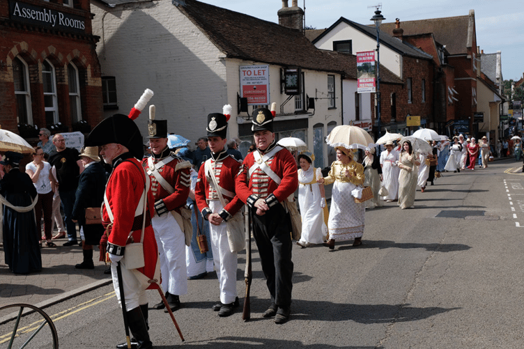 Jane Austen Regency Week parade, Alton High Street, June 21st 2025.