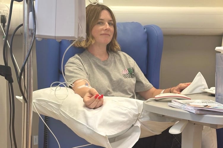 Sarah Goldup of Farnham during her chemo treatment.