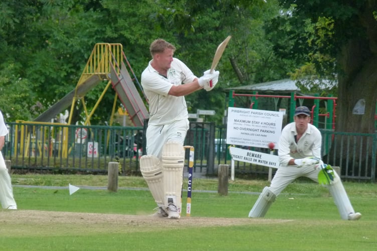 Jamie Harris tickles a four for Waverley at Pirbright, June 28th 2026.