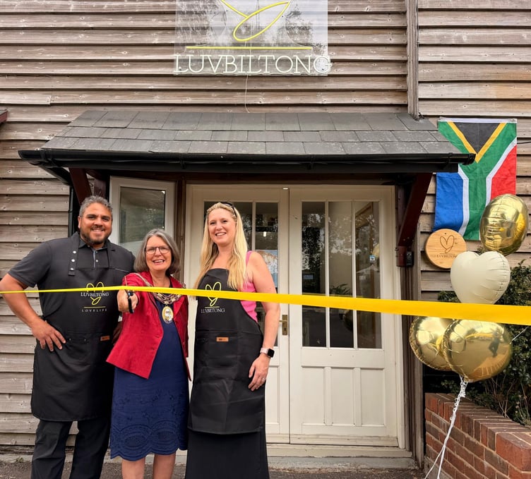 Alton town mayor Cllr Barbara Tansey cuts the ribbon to open Michael and Sue Roberts' Luvbiltong shop, Unit 4A, Lower Soldridge Business Park, Medstead, July 23rd 2026.