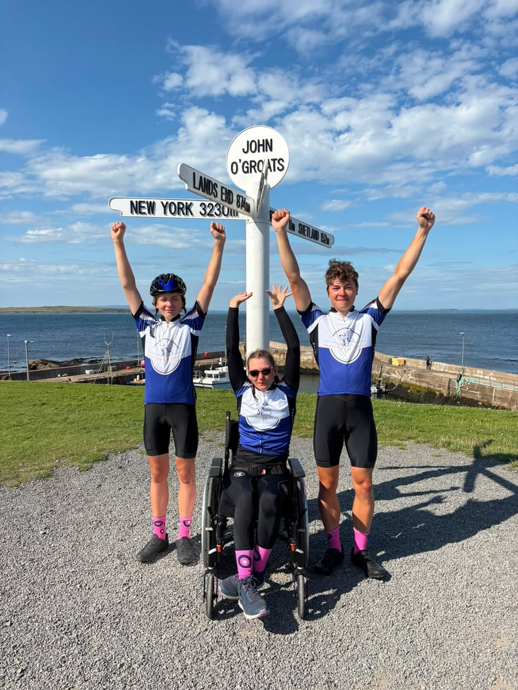 Treloar’s student Chloe and her family complete a 1,000-mile cycling challenge from Land's End to John O'Groats in 18 days, August 12th 2026.