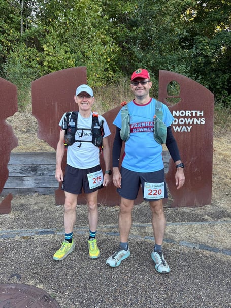 Ivan Chunnett (right) and Chris Raby, ready to set off from Farnham