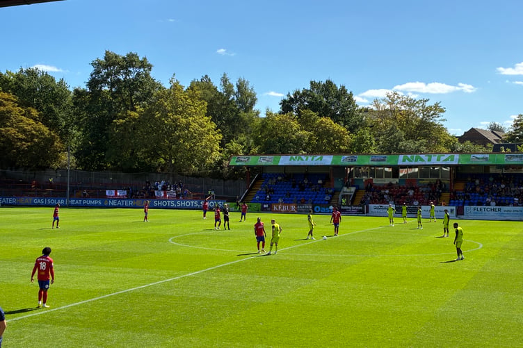 Action from Aldershot Town's National League game against FC Halifax Town