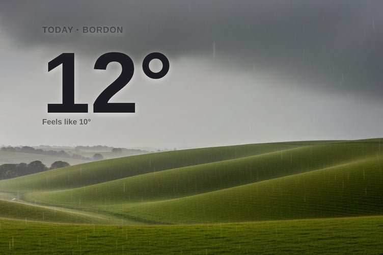 Bordon weather: heavy rain Friday with rain expected and a high of 12°C