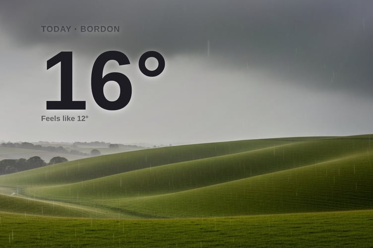 Bordon weather: heavy rain Saturday with rain expected and a high of 16°C