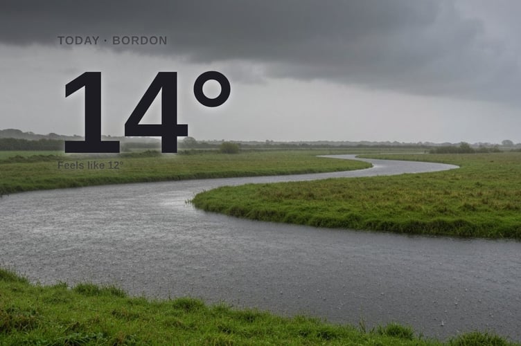 Bordon weather: heavy rain Thursday with rain expected and a high of 14°C